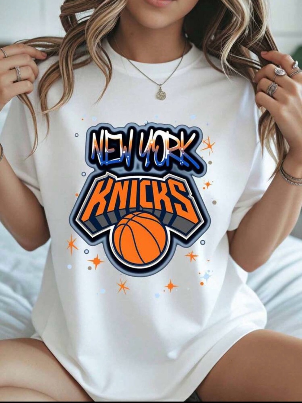 Graphic Tee - White with Orange & Blue Logo - Official Team Style